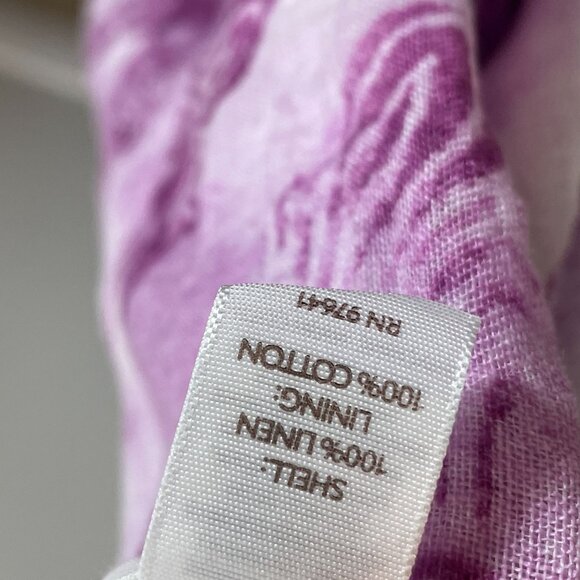 J Jill Womens Petite 10 Purple Floral Pleated Midi Skirt 100% Linen Lined - Picture 4 of 10